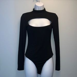 Black Cutout Long-Sleeve Bodysuit